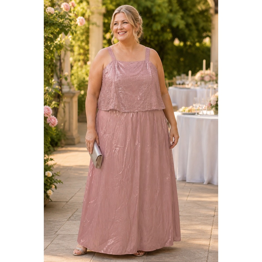 Alex Evenings Mauve Pink Dress Set Womens 18WP‎ Textured Square Neck USA